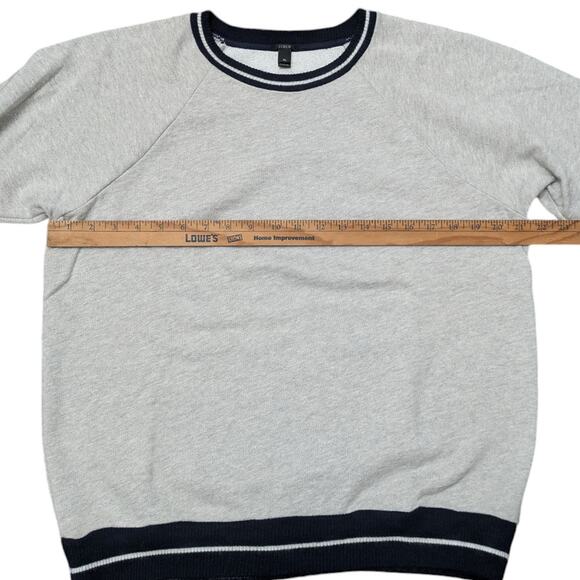 J. Crew Tipped Cotton-Jersey Sweatshirt Gray Navy Ringer Size XL - Picture 7 of 8
